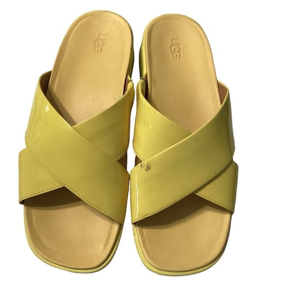 UGG EMILY Patent Leather Cross Slide Sandals 1107896 MARGARITA size 8.5 - Picture 3 of 8